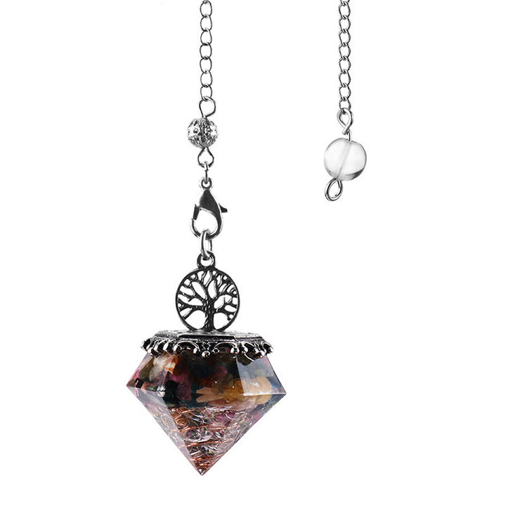 Olivenorma Natural Crystal Geometric Tree of Life Pendulum - Tourmaline - image 9