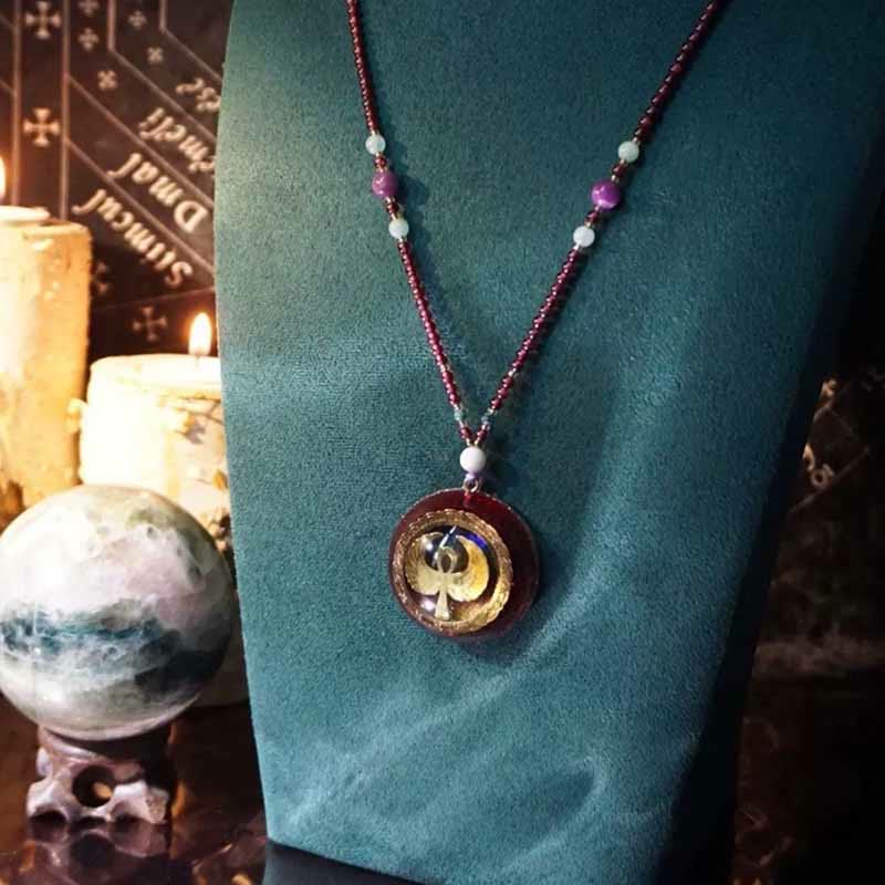 Olivenorma Garnet Lapis Lazuli Aquamarine Key Of Life Necklace - Garnet&Garnet Chain - image 11