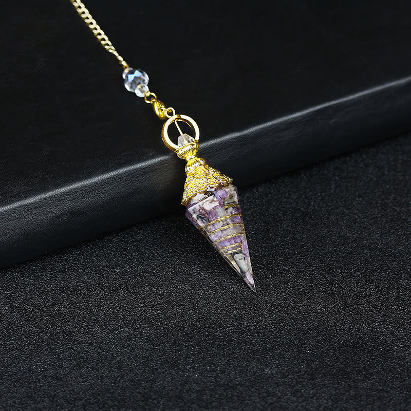 Olivenorma Natural Crystal Resin Hexagonal Pyramid Pendulum - Amethyst - image 6