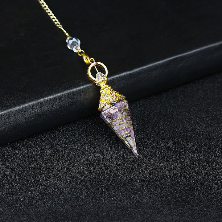 Olivenorma Natural Crystal Resin Hexagonal Pyramid Pendulum - Amethyst - image 6
