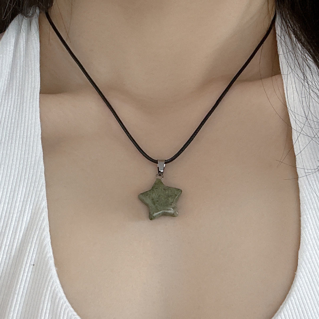 Olivenorma Natural Crystal Star Pendant Necklace - Unakite - image 9