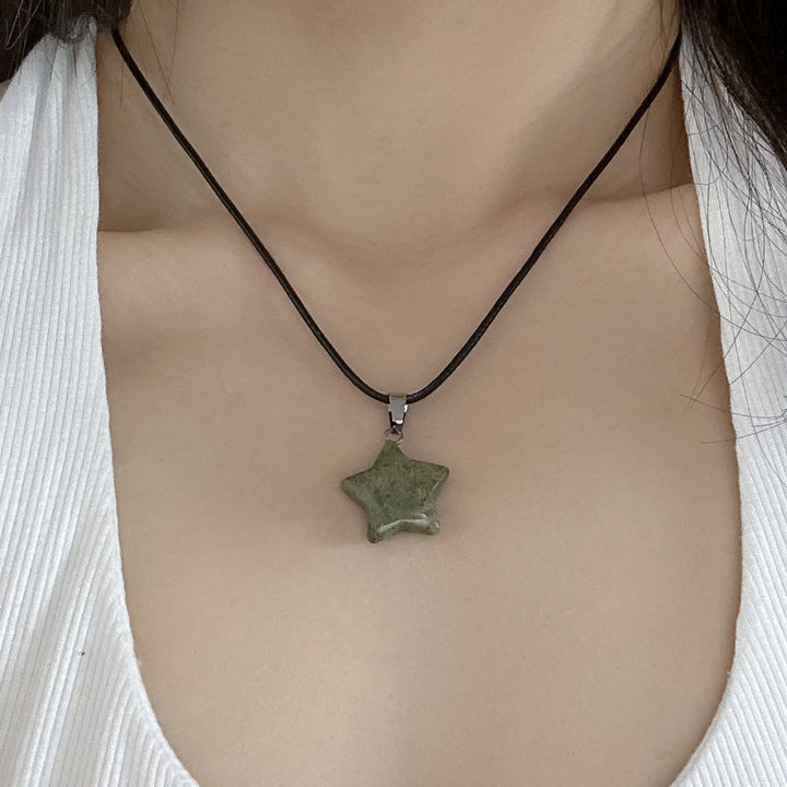 Olivenorma Natural Crystal Star Pendant Necklace - Unakite - image 9