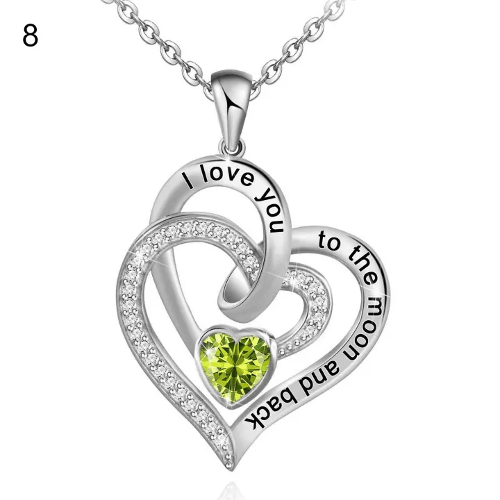 FREE Today: "I Love You to the Moon and Back" – Eternal Hearts Birthstone Necklace - Silver - August - Card Style Two - image 27