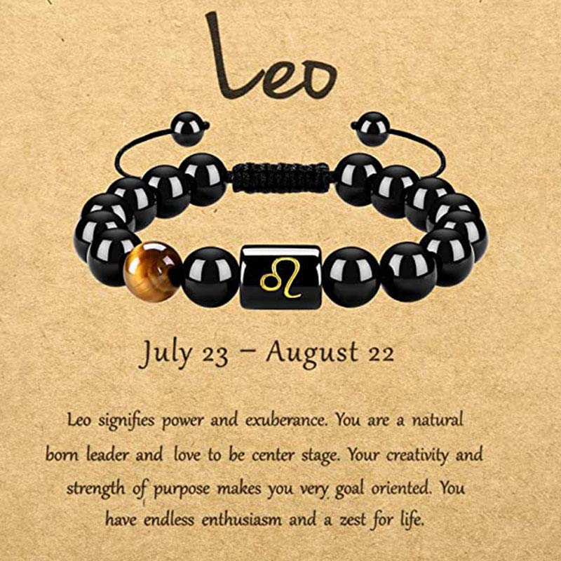 Olivenorma Tiger Eye With Obsidian Zodiac Bracelet - Leo - image 5