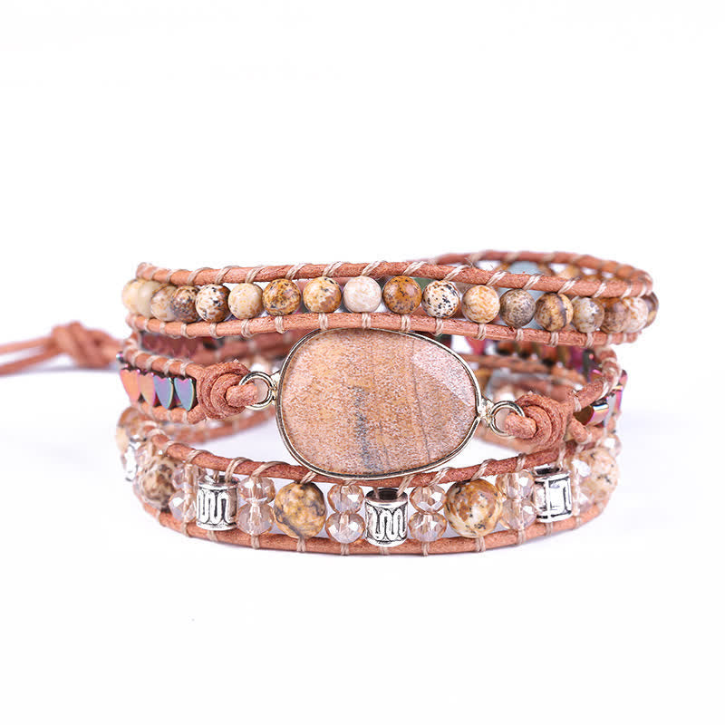 Olivenorma Natural Picture Jasper Wrap Bracelet - image 2