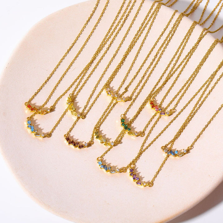 Olivenorma Multiple Birthstone Beaded Pendant Copper Plated Gold Necklace - image 27