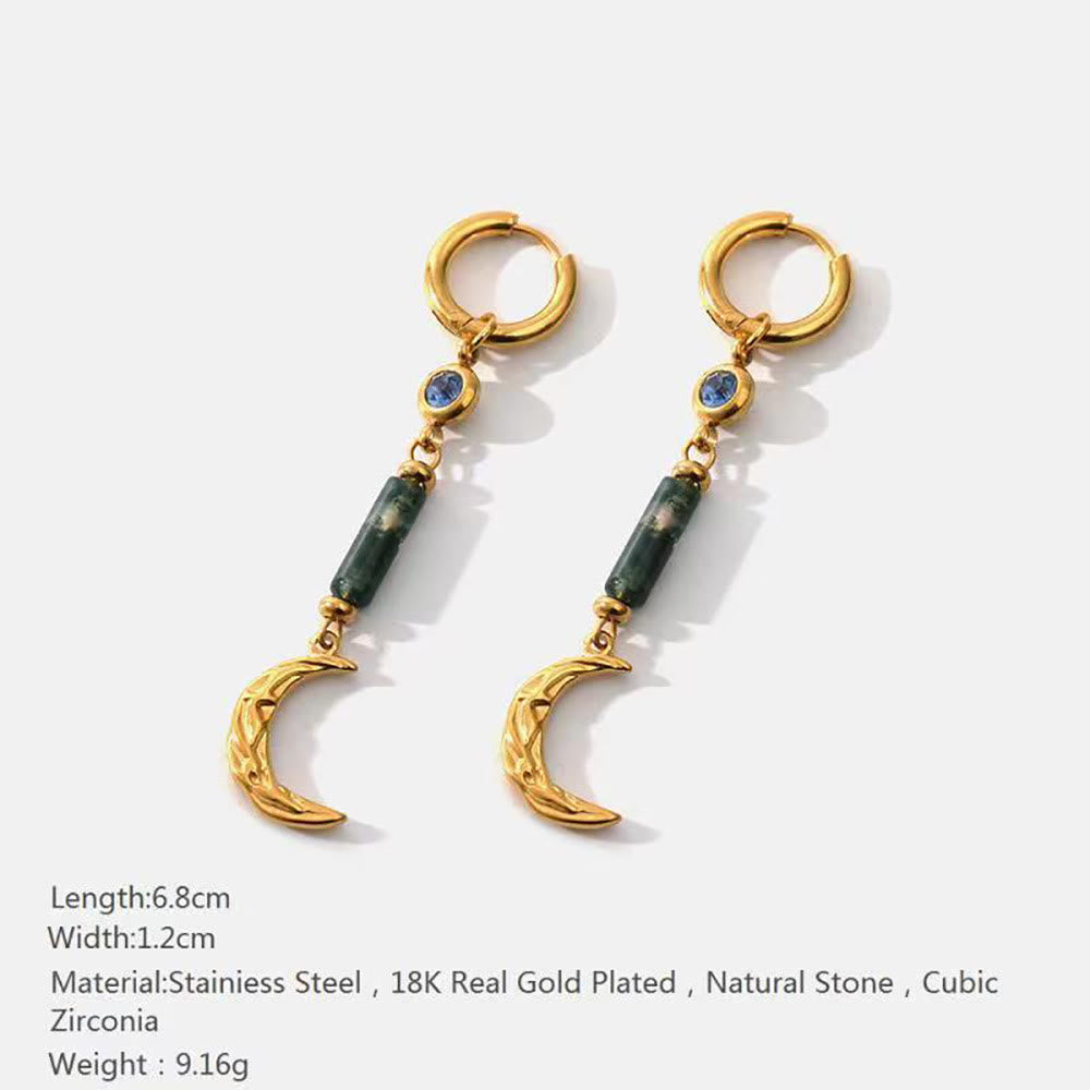 Olivenorma Moss Agate Moon Pendant Earrings - image 5