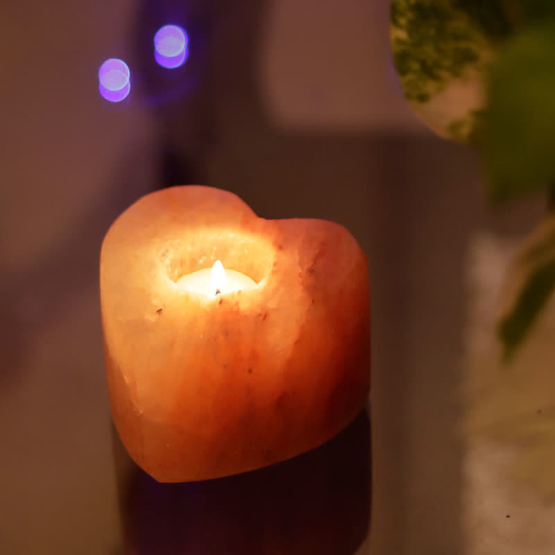 Olivenorma Hand Carved Heart Shape Candle Holder Himalayan Pink Salt Lamp - image 6