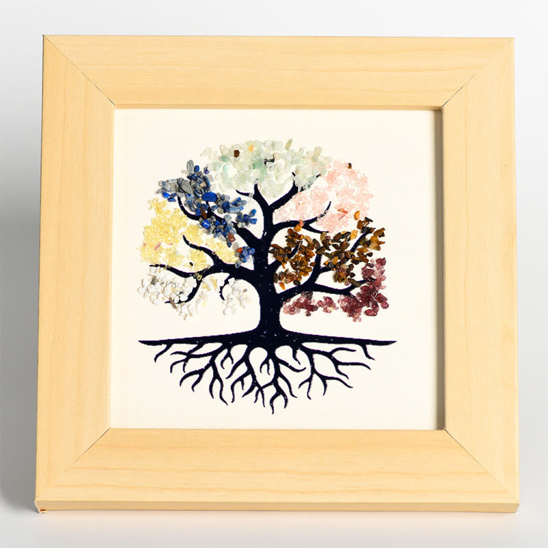 Olivenorma Natural Crystal Gravel Tree Of Life Photo Frame Decoration - Chakra - image 1