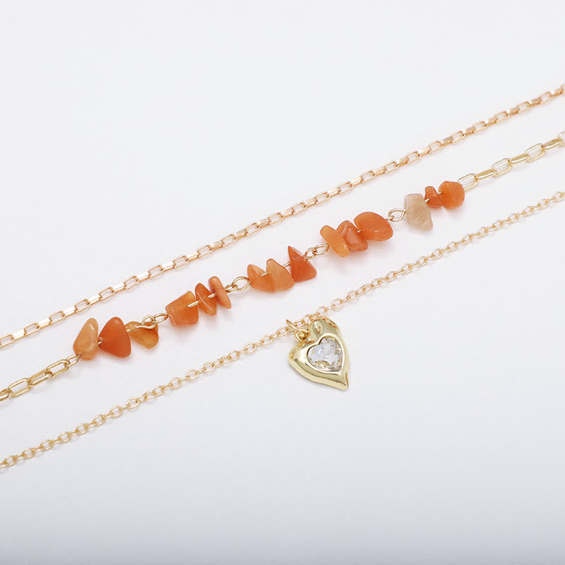 Olivenorma Agate White Zircon Irregular Heart Pendant Layered Necklace - image 4