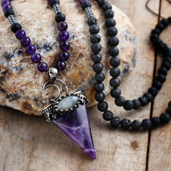 Olivenorma Natural Crystal Triangle Shape Pendant Necklace - image 1