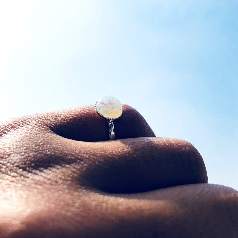 Olivenorma Opal Moonstone Simple Half Circle Adjustable Ring - image 1