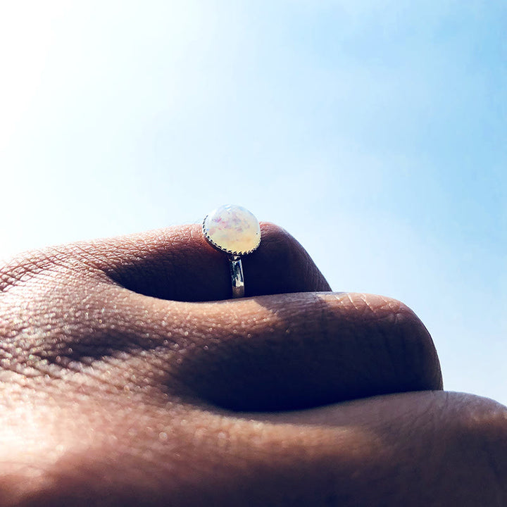 Olivenorma Opal Moonstone Simple Half Circle Adjustable Ring - image 1