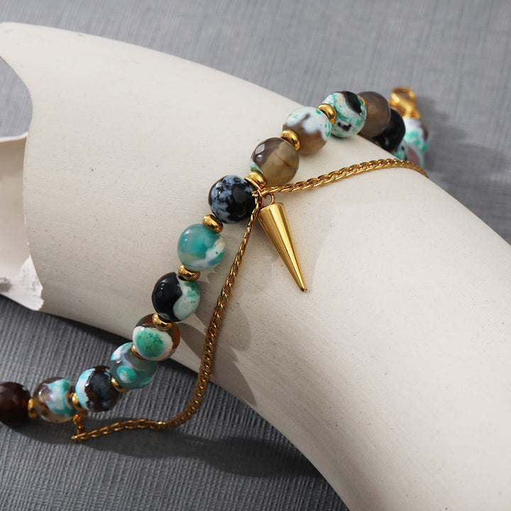 Olivenorma Multicolored African Turquoise Stainless Steel 18K Bracelet - image 2