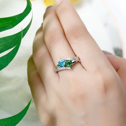 Olivenorma Mom And Daughter Gifts Heart Birthstone Engraving Ring - image 4