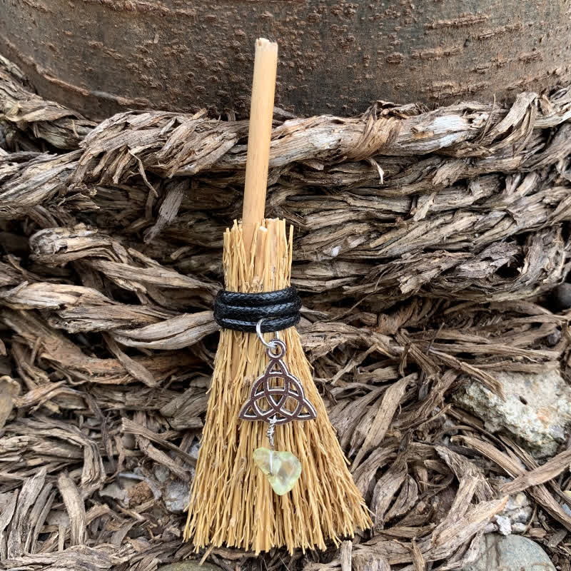 Olivenorma Handmade Mini Crystal Turtle Broom Ornament - Straw & Celtic Knot & Citrine - image 6