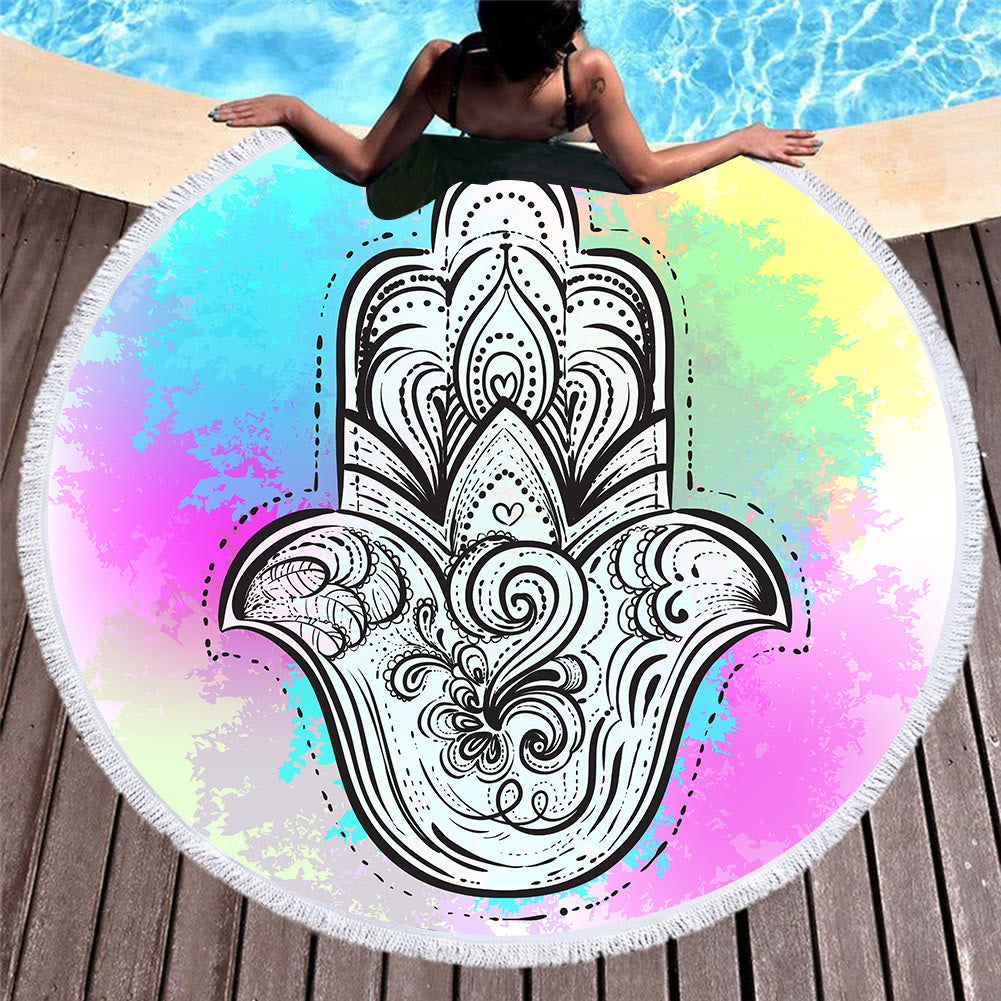 Olivenorma Hamsa Print Round Beach Towel Tapestry - Hamsa - 39.37"*27.55"(150*150cm) - image 4