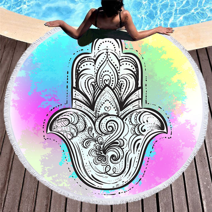 Olivenorma Hamsa Print Round Beach Towel Tapestry - Hamsa - 39.37"*27.55"(150*150cm) - image 4