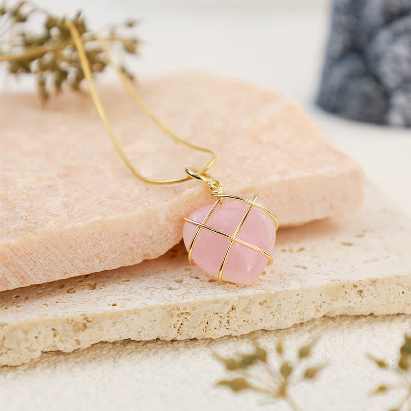 Olivenorma Rose Quartz Heart Shape Gemstone Necklace - image 1