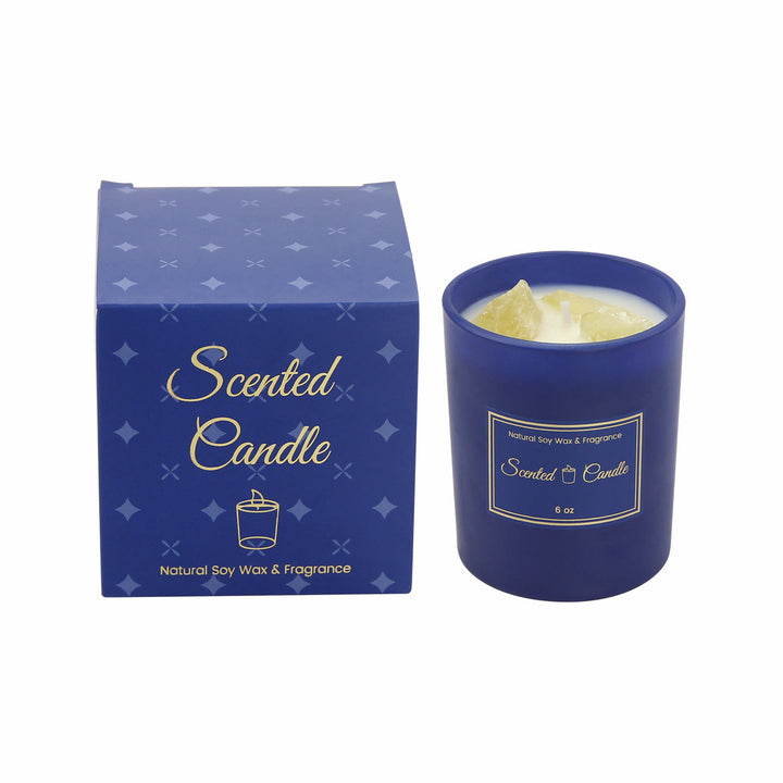 Olivenorma Blue Glass Bottle Crystal Scented Candle - Citrine - image 3