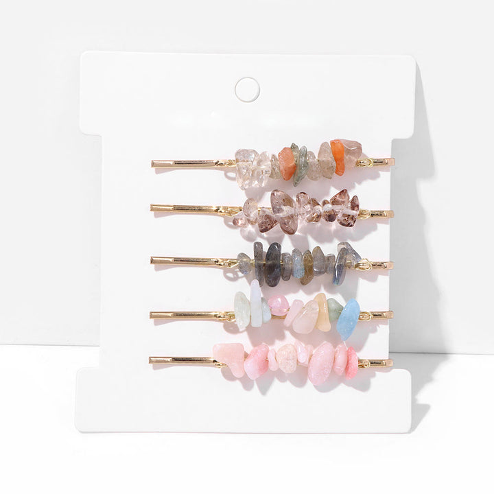 Olivenorma 5Pcs Healing Crystal Hairpin - Smoky Quartz&Labradorite&Pink Opal - image 21