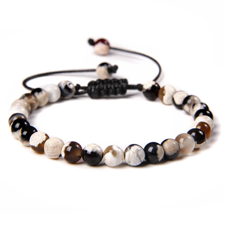 Olivenorma Natural 6mm Stone Beads Braided Wrap Bracelet - White Fire Agate - image 16