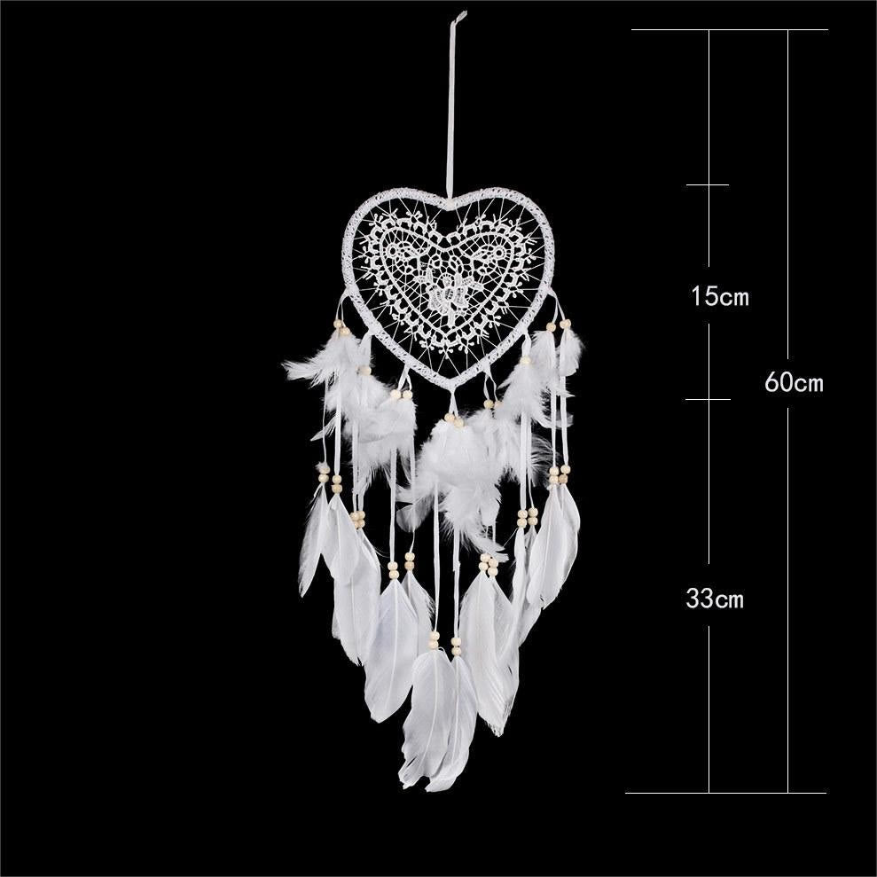 Olivenorma Braided Heart Shape White Feather Dream Catcher - image 7