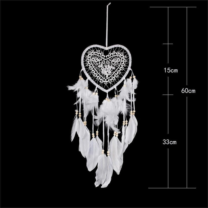 Olivenorma Braided Heart Shape White Feather Dream Catcher - image 7