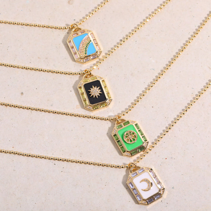 Olivenorma Enamel Rainbow Star Moon Tarot Card Pendant Necklace - image 6