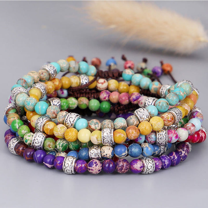 Olivenorma Natural Multicolor Imperial Stone Beaded Braided Bracelet - image 0