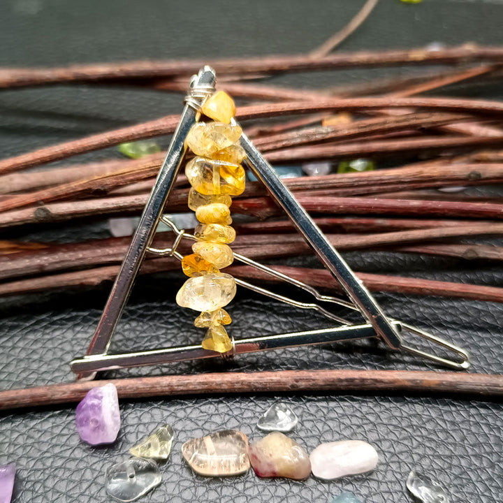 Olivenorma Crystal Triangle Gravel Geometric Hair Accessories Comb Hairpin - Citrine - image 21