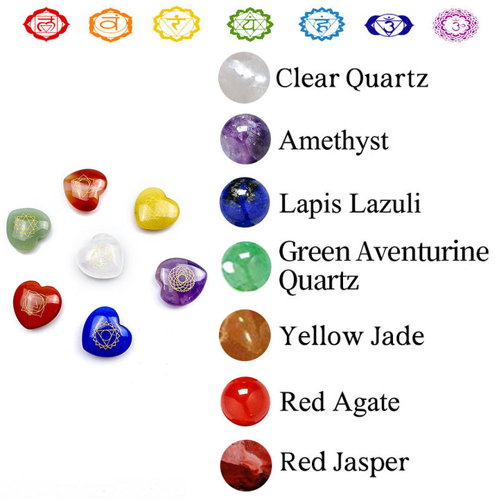 7 Chakra Stones Heart-shaped Crystal Set - image 2