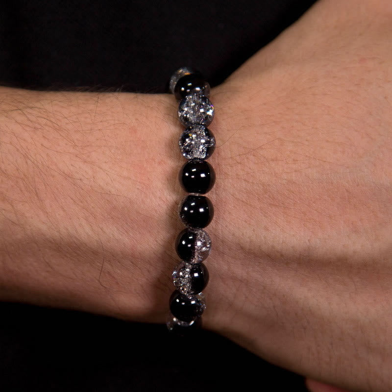 Olivenorma Transparent Black Contrast Beaded Mens Bracelet - image 1