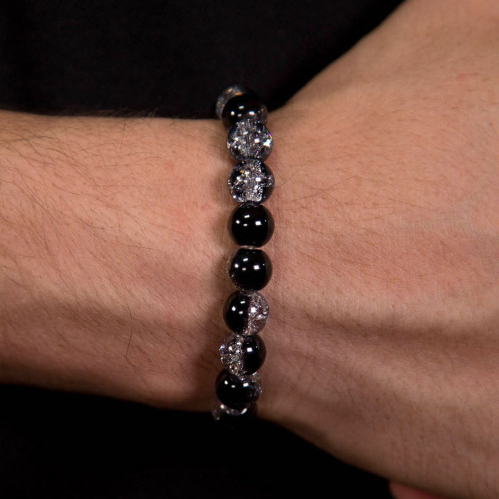 Olivenorma Transparent Black Contrast Beaded Mens Bracelet - image 1