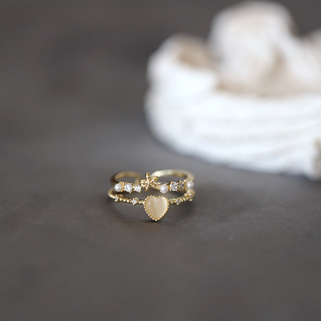 Olivenorma Cat's Eye Stone White Zircon Adjustable Ring - image 8