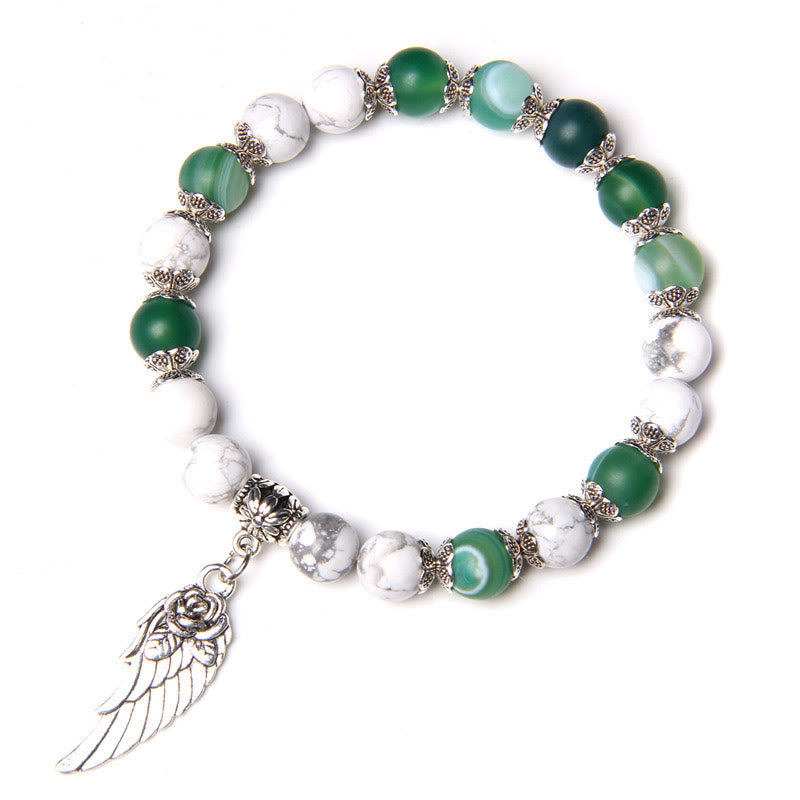 Olivenorma "Peace Energy" - Colors Crystal Agate Wing Bracelet - Green Agate&White Turquoise - image 7