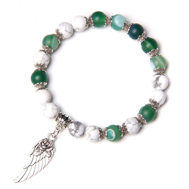 Olivenorma "Peace Energy" - Colors Crystal Agate Wing Bracelet - Green Agate&White Turquoise - image 7