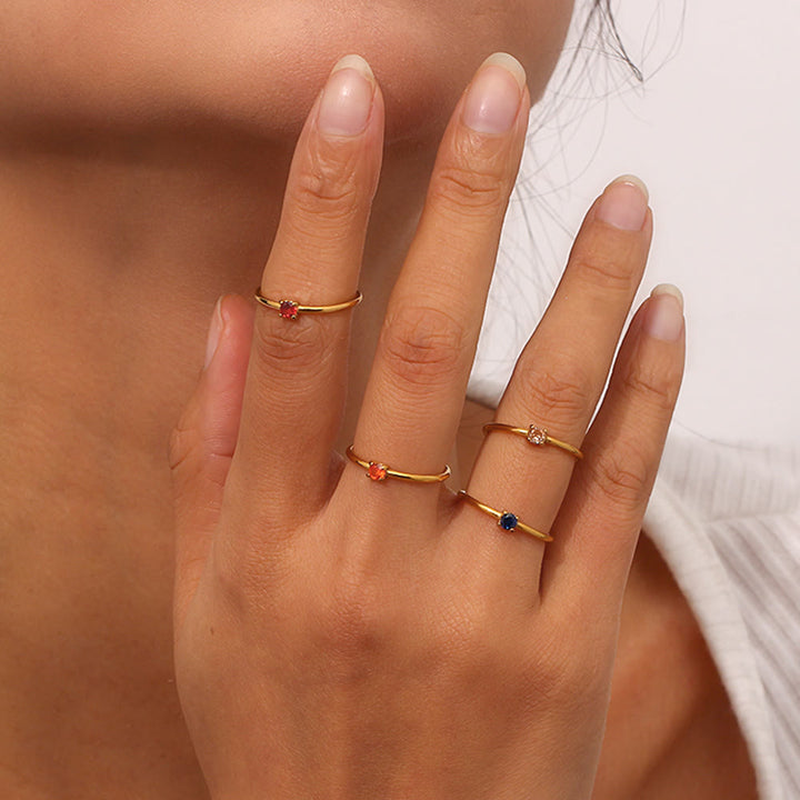 Olivenorma Simple Birthstone Stainless Steel Plated 18k Ring - image 27
