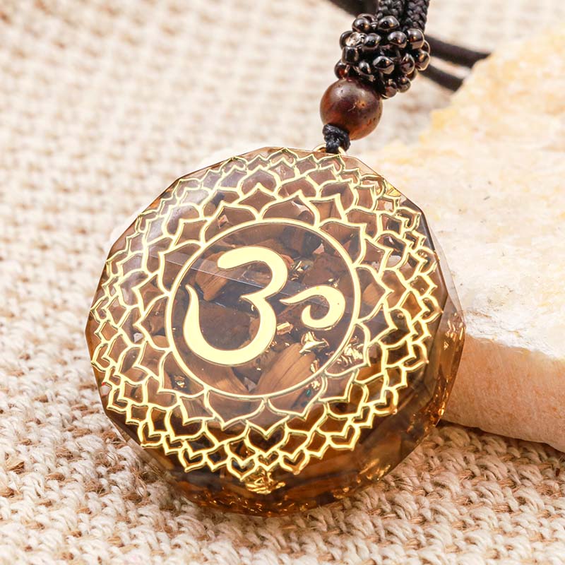 Olivenorma Tiger Eye OM Symbol Protection Necklace - image 1