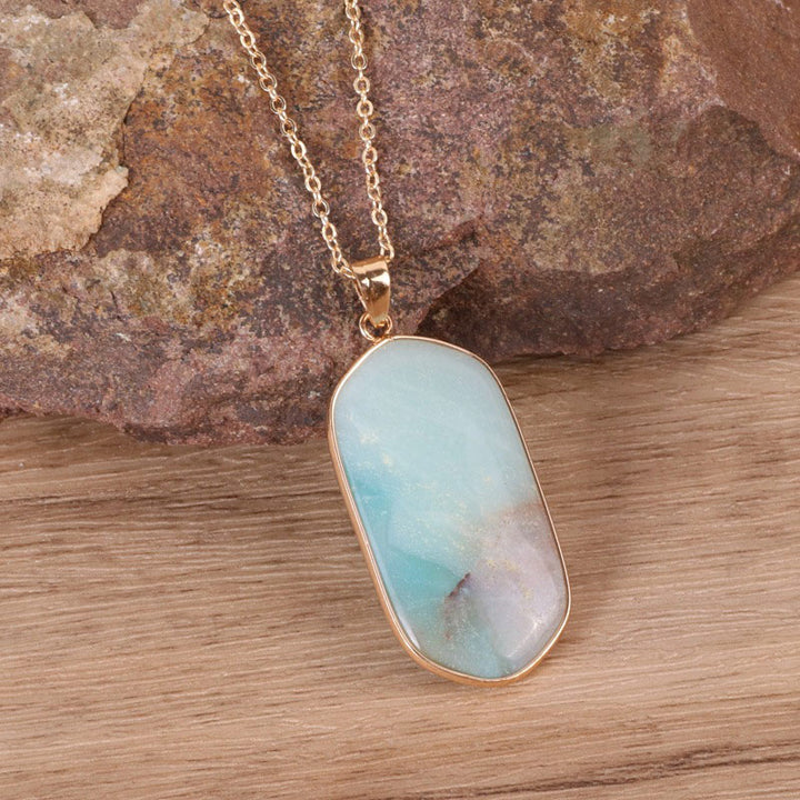 Olivenorma Natural Crystal Stone Necklace - Amazonite - image 0