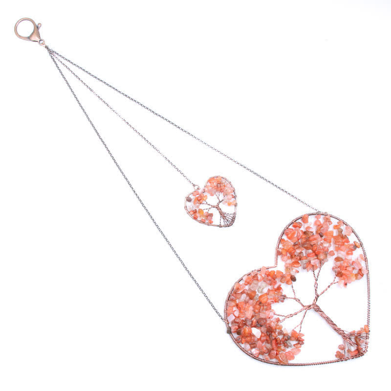 Olivenorma Heart Shape Chakra Tree Of Life Crystal Dream Catcher - Red Agate - image 14