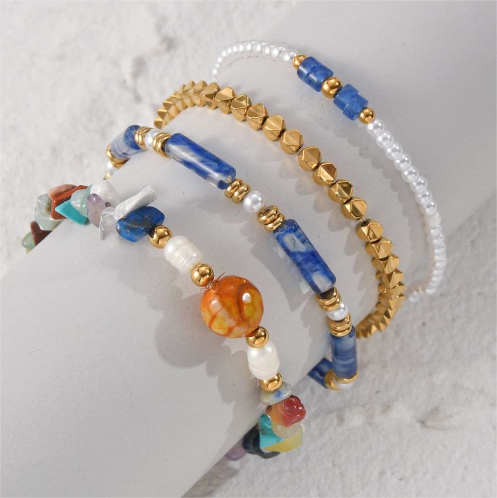 Olivenorma Natural Crystal Four Piece Beaded Bracelet Set - image 0