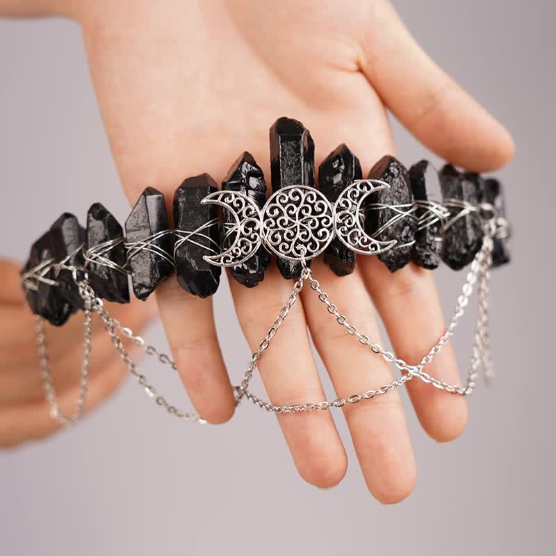 Olivenorma Cresent Moon Goddess Natural Crystal Crown - image 3