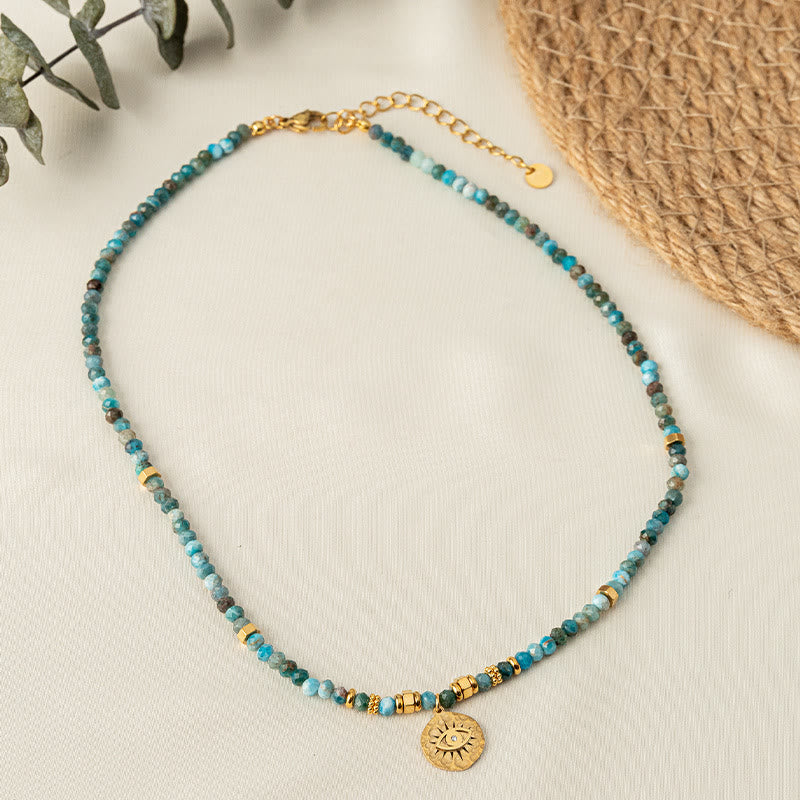 Olivenorma Natural Blue Turquoise Beaded Evil Eye Necklace - image 3