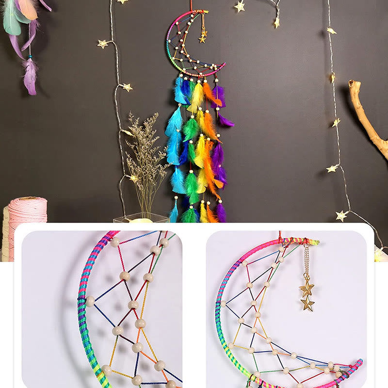 Olivenorma "Colorful Dream" - Moon Colorful Feather Dream Catcher - image 1