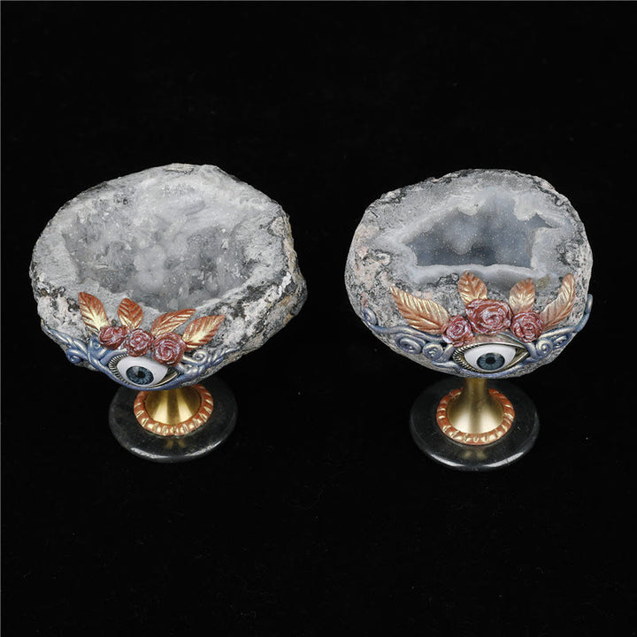 Olivenorma Natural Crystal Geode Holy Grail Evil Eye Decoration - image 7