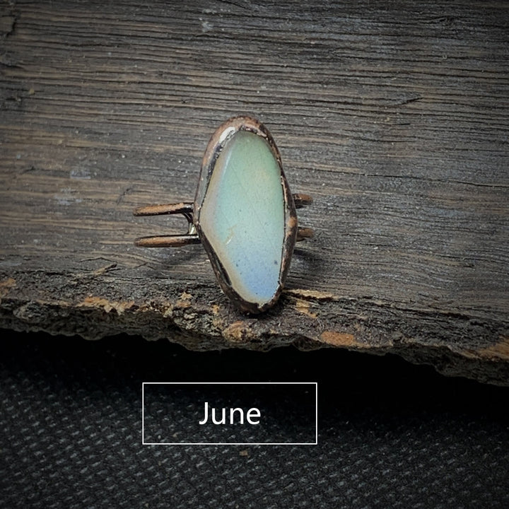 Olivenorma Natural Irregular Raw Stone Twelve Birthstone Adjustable Ring - June&Opal - image 35