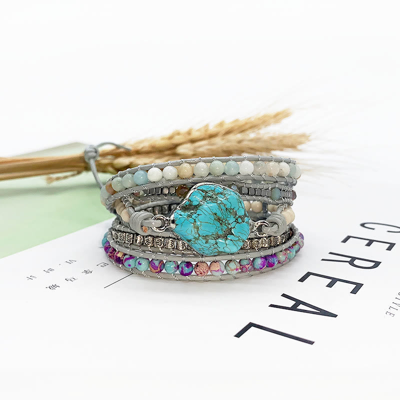 Romantic Turquoise Goddess Wrap Bracelet - Turquoise - image 0
