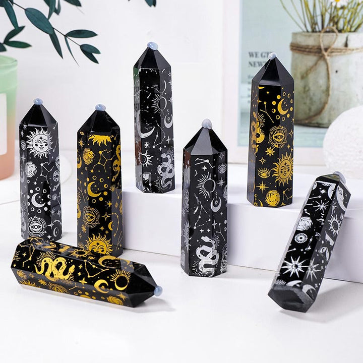 Olivenorma Obsidian Crystal Tower Hexagonal Crystal Wands - image 0