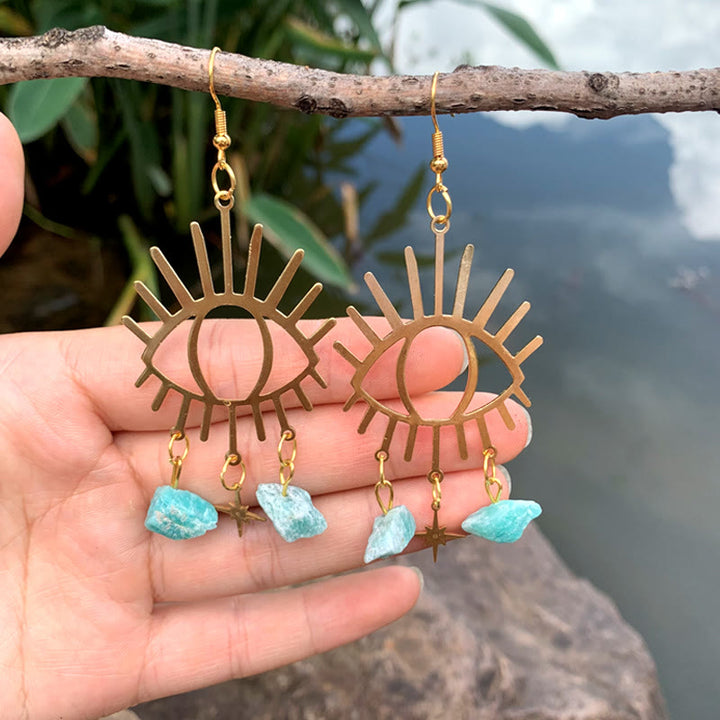 Olivenorma Evil Eye Tears Star Pendant Crystal Earrings - Amazonite - image 22